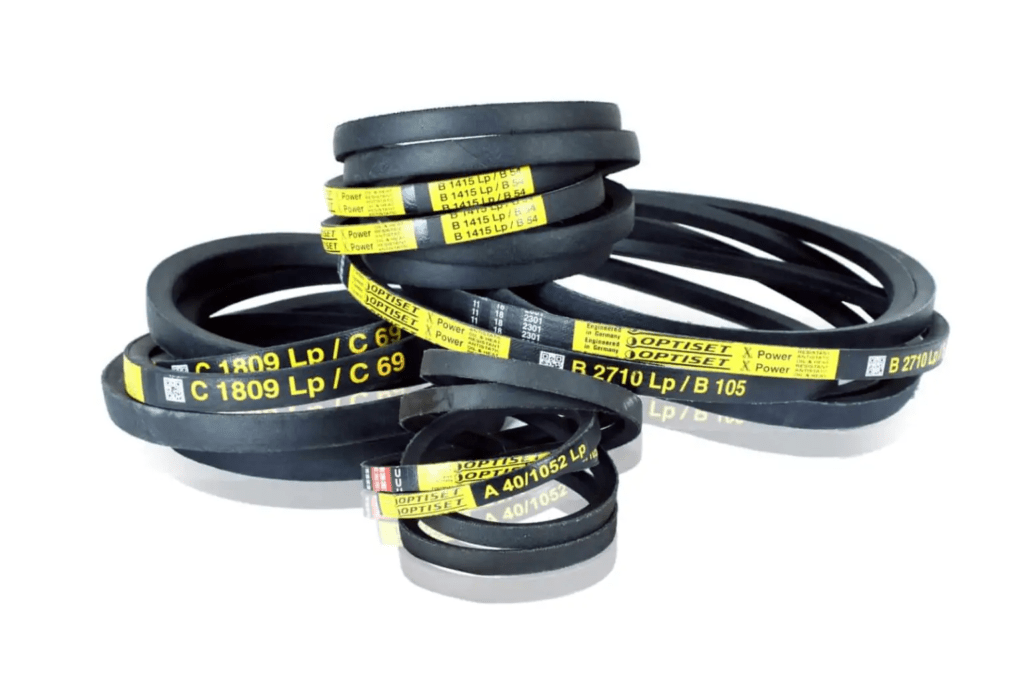 V-belts in different shapes and sizes